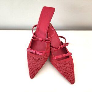 Cosy Island Red Bowtention Pointed Toe Heeled Mule Ladies Size 10 Bow Detail